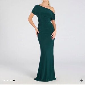 Windsor Asymmetrical Green One-Shoulder Gown